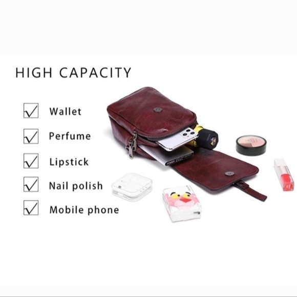 Burgundy Cell Messenger Crossbody Bag - Picture 6 of 9